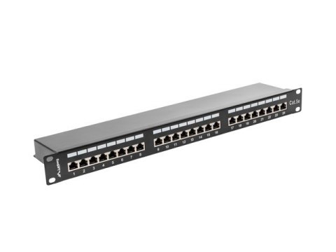 Patch Panel 24 Port 1U Kat.5E czarny ekranowany Lanberg
