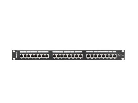 Patch Panel 24 Port 1U Kat.5E czarny ekranowany Lanberg