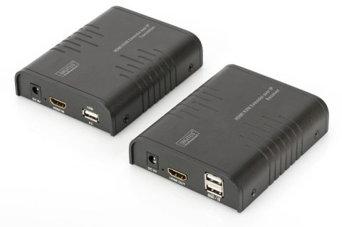 Przedłużacz/Extender KVM (HDMI+USB) do 120m po Cat.5e UTP lub IP, 1080p FHD 60Hz, audio (zestaw) Digitus