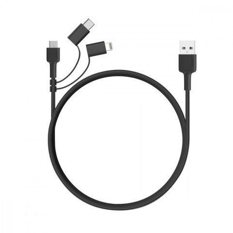 CB-BAL5 3w1 kabel micro USB | USB-C | Lightning | 1.2m nylonowy oplot czarny AUKEY