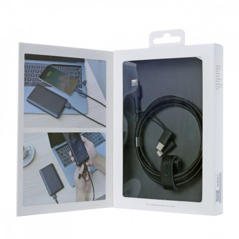 CB-BAL5 3w1 kabel micro USB | USB-C | Lightning | 1.2m nylonowy oplot czarny AUKEY