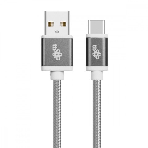 Kabel USB-USB C 1.5m szary sznurek TB