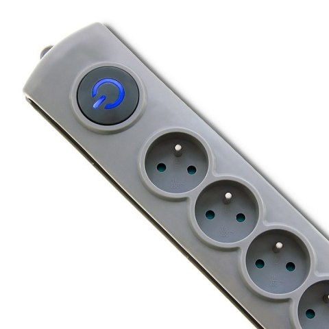 Listwa antyprzepięciowa Quick Switch, 8 gniazd, 1,8m, szara Qoltec