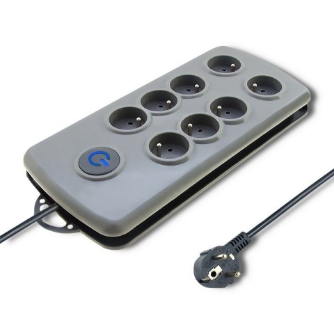 Listwa antyprzepięciowa Quick Switch, 8 gniazd, 2,5m, szara Qoltec