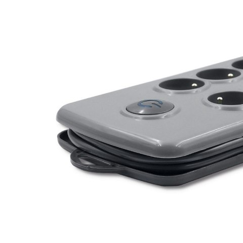 Listwa antyprzepięciowa Quick Switch, 8 gniazd, 2,5m, szara Qoltec