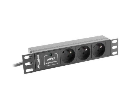 Listwa zasilająca Rack PDU 10 cali 1U 3x 230V PL 2m 10A czarna C14 Lanberg