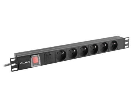 Listwa zasilająca rack PDU 19 cali 1U 16A 6X 230V PL 2m czarna Lanberg