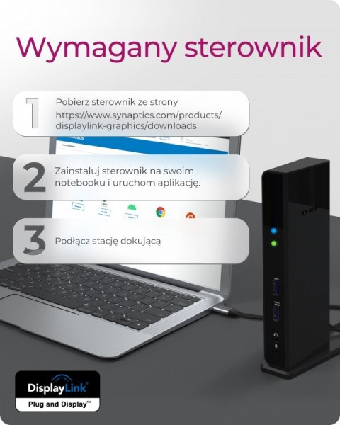 Stacja dokująca IB-DK2251AC do Notebooka DisplayLink, 2 x HDMI IcyBox