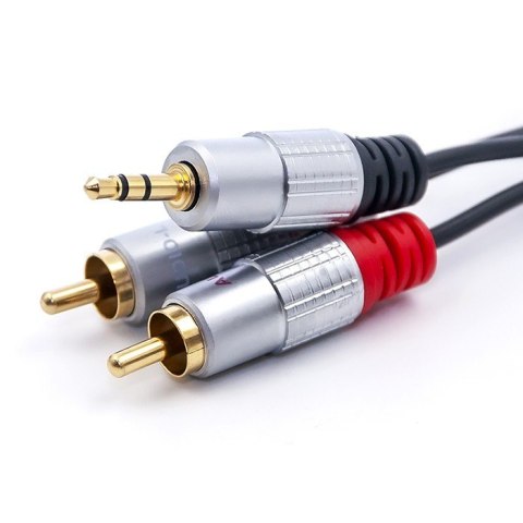Kabel 2xRCA / Mini Jack 3.5mm | 3m | czarny Qoltec