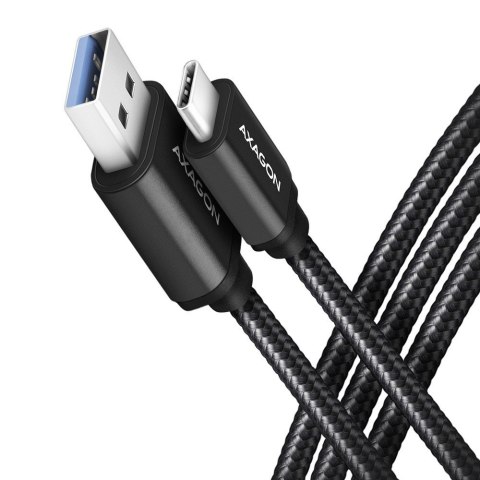 BUCM3-AM20AB Kabel USB-C - USB-A 3.2 Gen 1, 2m, 3A, ALU, oplot, czarny AXAGON