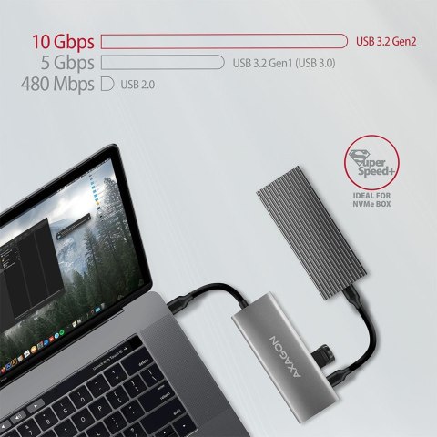 HMC-5G2 Wieloportowy hub USB 5in1, 10Gbps, 2x USB-A + 2x USB-C + HDMI 4K/60Hz, PD 100W, 13cm USB-C kabel AXAGON