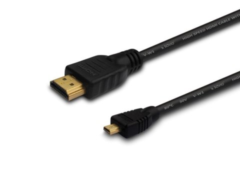 Kabel HDMI (M) - micro HDMI (M) 1m, czarny, CL-39 Savio