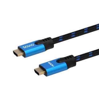 Kabel HDMI (M) v2.1, 3m, 8K, miedź, niebiesko-czarny, złote końcówki, ethernet/3D, CL-143 Savio