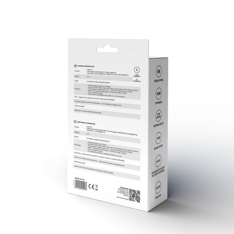 Kabel HDMI (M) v2.1, 3m, 8K, miedź, niebiesko-czarny, złote końcówki, ethernet/3D, CL-143 Savio