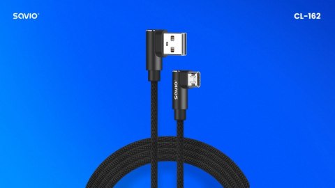 Kabel z dwustronnym złączem USB Micro USB - USB A 2m, CL-162 Savio