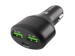Ładowarka samochodowa Coney 2x USB 1x USB-C QC 3.0 Power Delivery 84W Czarna Natec
