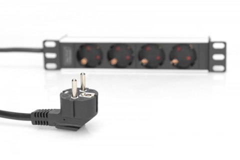 Listwa zasilająca do szaf 10" RACK 4xSchuko, 2m 1xUnischuko, 16A, aluminiowa Digitus