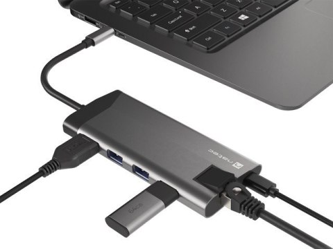 Stacja dokująca Multiport Fowler Plus USB-C PD, 3x USB 3.0, HDMI 4K, RJ45, SD, micro SD Natec