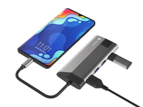 Stacja dokująca Multiport Fowler Plus USB-C PD, 3x USB 3.0, HDMI 4K, RJ45, SD, micro SD Natec
