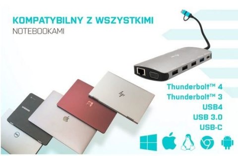 Stacja dokująca USB 3.0/USB-C/Thunderbolt 3x Display Metal Nano Dock LAN +Power Delivery 100W I-tec