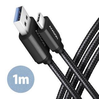 BUCM3-AM10AB Kabel USB-C - USB-A 3.2 Gen 1, 1m, 3A, ALU, oplot, Czarny AXAGON
