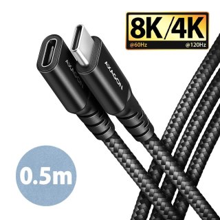 BUCM32-CF05AB Kabel przedłużacz Gen2 USB-C - USB-C 0.5m, 5A, 20Gbps, PD 240W, oplot, czarny AXAGON