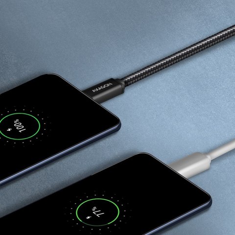 BUMM-AM10AB Kabel MicroUSB - USB-A, 1m, USB 2.0, 2.4A, ALU, oplot, Czarny AXAGON