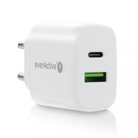 Ładowarka USB/USB-C QC3.0 25W Biała EverActive