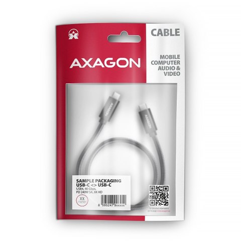 BUCM4X-CM10AB Kabel USB-C - USB-C, USB4 Gen 3x2 1m, PD 240W, 8K HD, ALU, oplot Czarny AXAGON