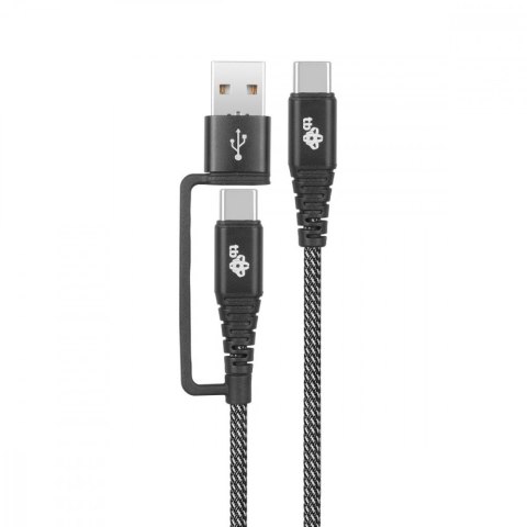 Kabel 2w1: USB C - USB C z nakładką USB A, 1.2 m TB