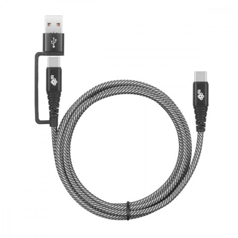 Kabel 2w1: USB C - USB C z nakładką USB A, 1.2 m TB