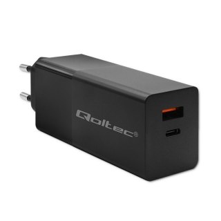 Ładowarka GaN Power Pro | 1xUSB-C | 1xUSB | 100W | 5-20V | 1.5-5A| PD | Czarna Qoltec