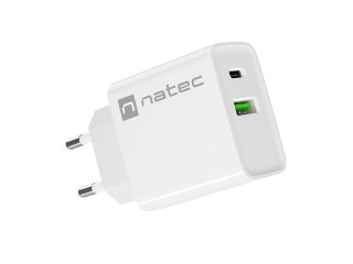 Ładowarka sieciowa Ribera 1x USB-A + 1x USB-C 20W Biała Natec