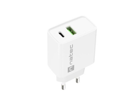 Ładowarka sieciowa Ribera 1x USB-A + 1x USB-C 20W Biała Natec