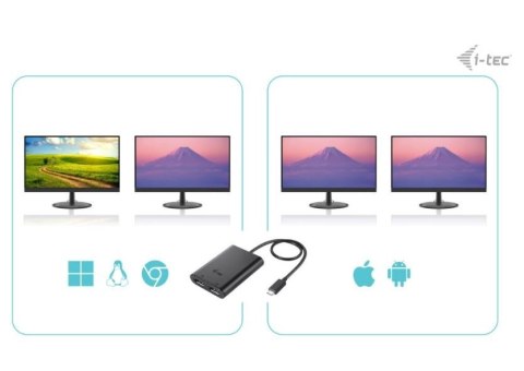 Stacja dokująca USB-C Dual 4K/60Hz (single 8K/30Hz) DP Video Adapter I-tec