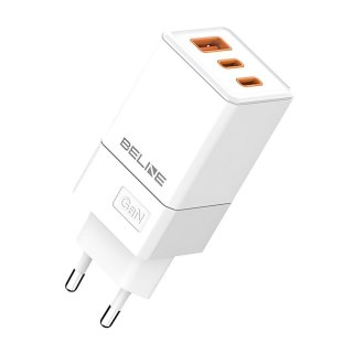Ładowarka siciowa 65W GaN 2xUSB-C+USB-A bez kabla Biała Beline