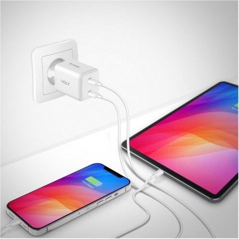 Ładowarka sieciowa USB C 2x18W 3A Power delivery 3.0 QC3.0 Biała YENKEE
