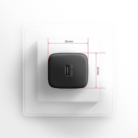 ACU-PD20 Ładowarka sieciowa PD 20W, 1x port USB-C, PD3.0/QC3.0/AFC/FCP/Apple Czarna AXAGON
