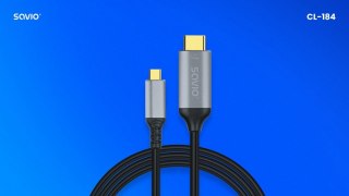 Kabel USB-C do HDMI v2.0b, 3m, miedź CL-184 Savio