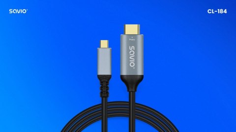 Kabel USB-C do HDMI v2.0b, 3m, miedź CL-184 Savio