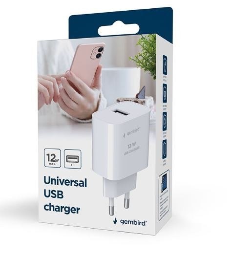Ładowarka USB-A 2.4A biała Gembird