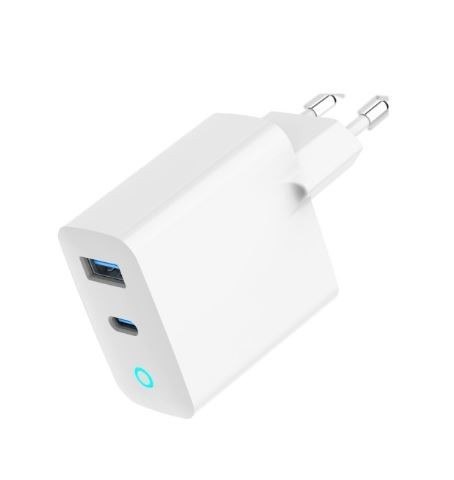 Ładowarka USB-A/C GaN LED 65W PD QC3.0 biała Gembird