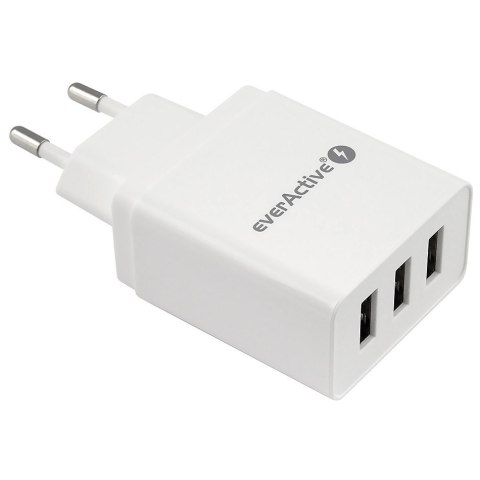 Ładowarka sieciowa 3x USB 3,4A Iq smart charging Biała EverActive