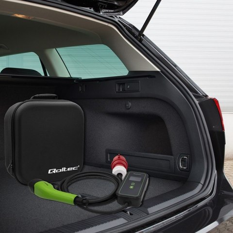 Mobilna ładowarka do samochodu elektrycznego EV z regulacją 2w1 Typ2 | 11kW | CEE 5 PIN | LCD | 3 fazy | Przenona | Wallbox |  Qoltec
