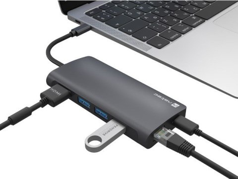Multiport Adapter Fowler 2 V2 USB-C->HUB USB 3.0 3X, HDMI4K Natec