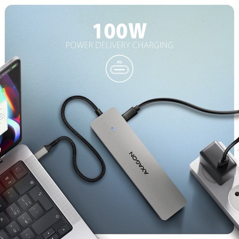 HMC-7HX2 Wieloportovy hub USB 7in1, 5Gbps, 2x USB-A, 1x USB-C, 2x HDMI 4K/60Hz, GLAN, PD 100W, 15cm USB-C kabel AXAGON