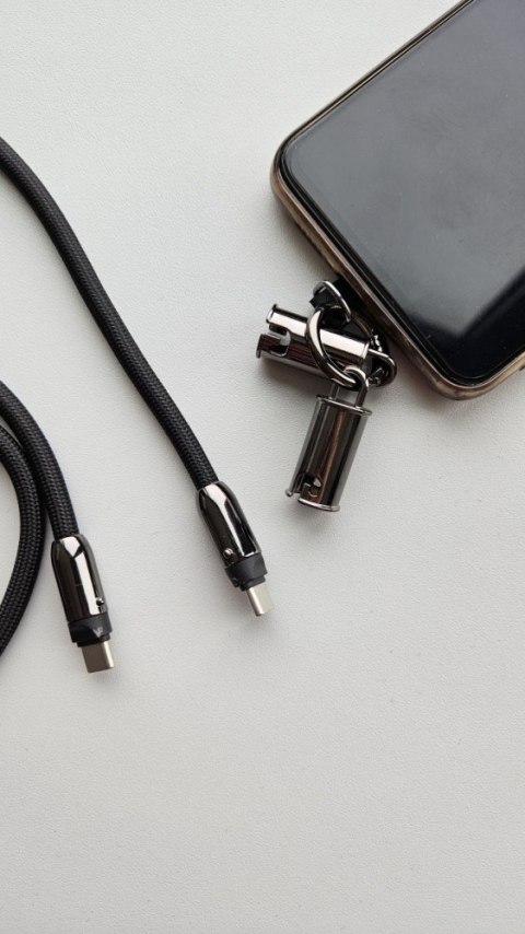 Kabel 2w1 USB C smycz 1m czarny TB