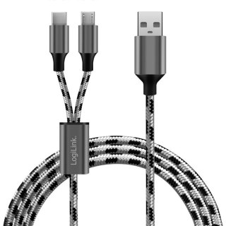 Kabel USB2.0 A/M do micro USB + USB-C, 1.2m LogiLink