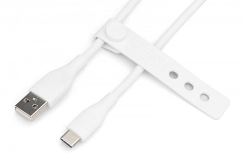 Kabel połączeniowy silikonowy USB-A - USB-C, USB 2.0 60W, 0,5m Biały Digitus