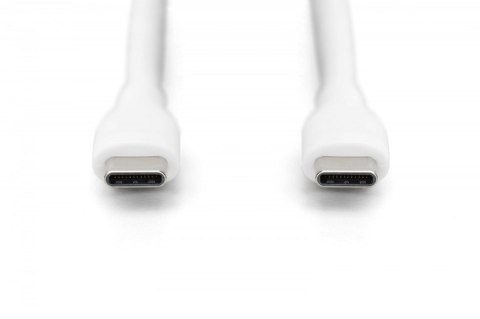 Kabel połączeniowy silikonowy USB-C - USB-C, USB 2.0 60W, 0,5m Biały Digitus